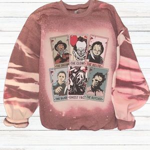 Horror Vintage Character Crewneck Sweater | Unisex Cozy Christmas Gift Bleached